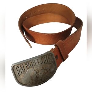 Raleigh Lights VINTAGE 70's Brown Cowhide Belt Stamped Paris Size 38 PRE-OWNED